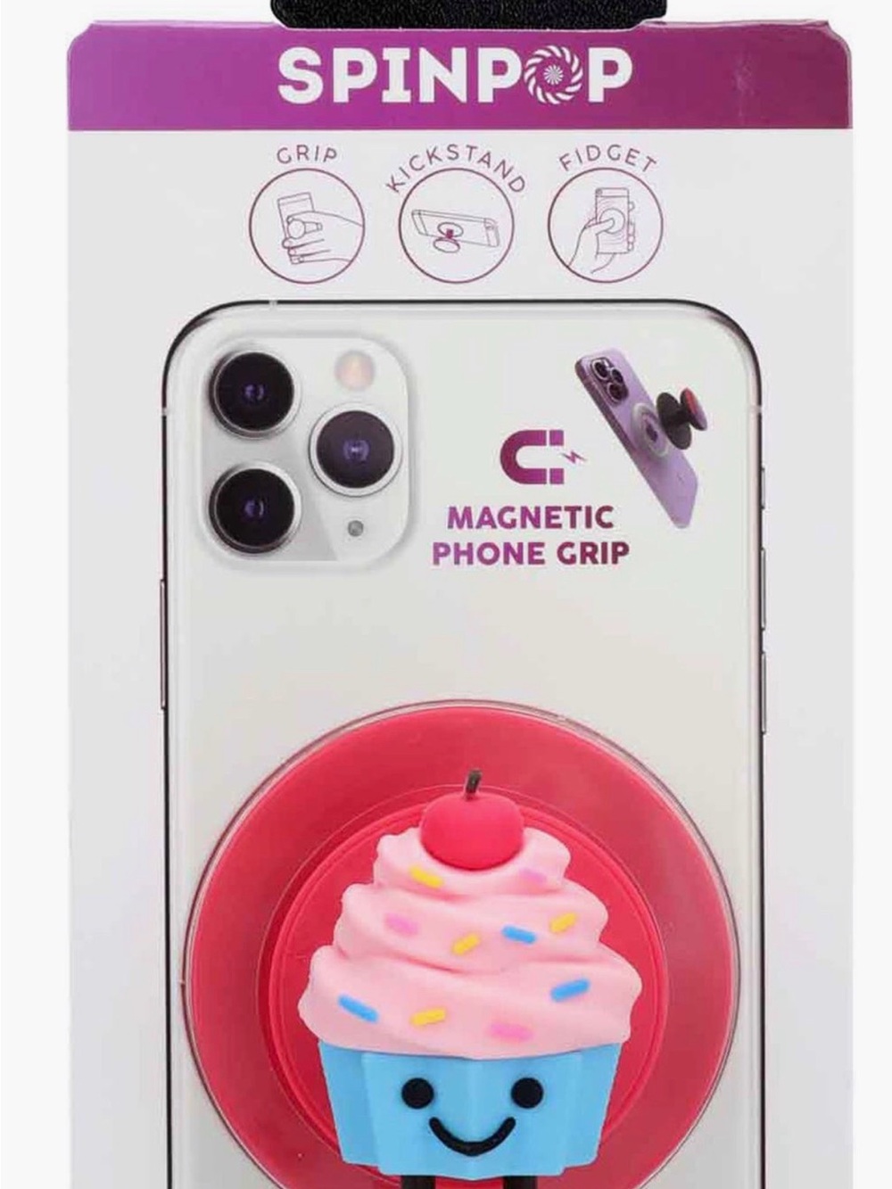 Magnetic Phone Grip - Pink Cupcake Design